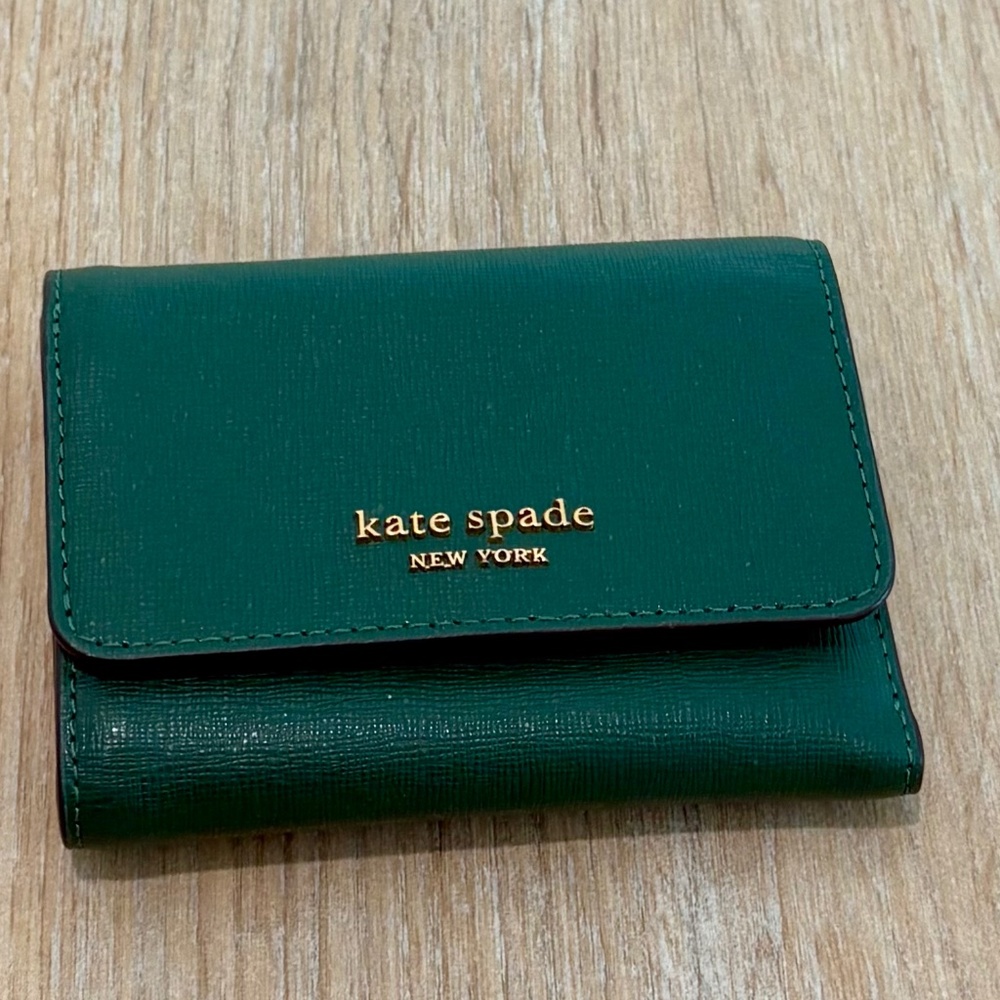 Kate Spade Emerald Green Trifold Leather Wallet